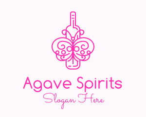 Pink Butterfly Wine logo design