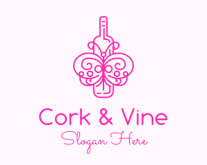 Pink Butterfly Wine logo design