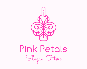 Pink Butterfly Wine logo design