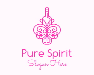 Pink Butterfly Wine logo design