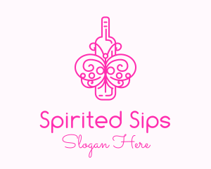 Pink Butterfly Wine logo design