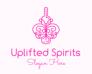 Pink Butterfly Wine logo design