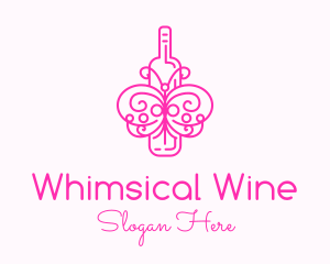 Pink Butterfly Wine logo design