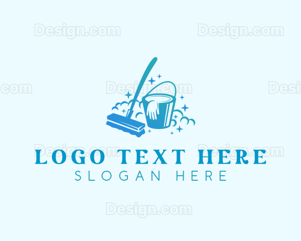 Bucket Brush Mop Cleaning Logo