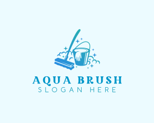 Bucket Brush Mop Cleaning logo design