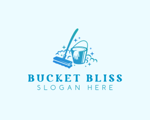 Bucket Brush Mop Cleaning logo design