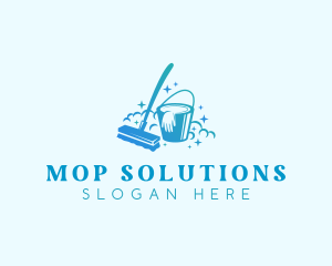 Bucket Brush Mop Cleaning logo design