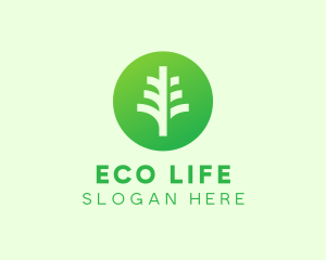 Round Eco Tree logo design