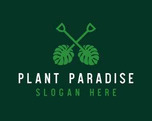 Tropical Leaf Shovel logo design