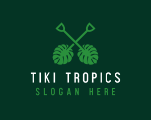 Tropical Leaf Shovel logo design