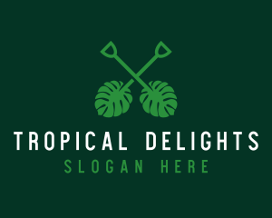 Tropical Leaf Shovel logo design