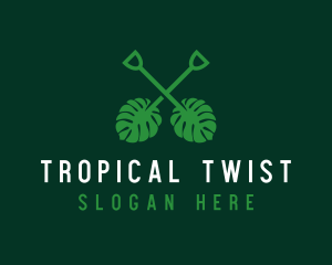 Tropical Leaf Shovel logo design