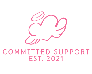 Pink Angel Heart Halo logo design