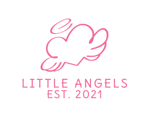 Pink Angel Heart Halo logo design