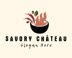 Fire Chili Pepper Bowl logo design