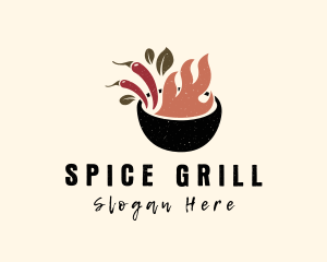 Fire Chili Pepper Bowl logo design