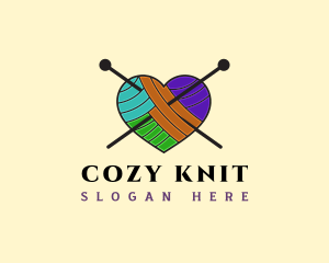 Yarn Heart Knitting logo design