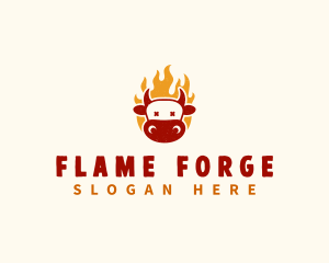 Fire Cow Cattle logo design