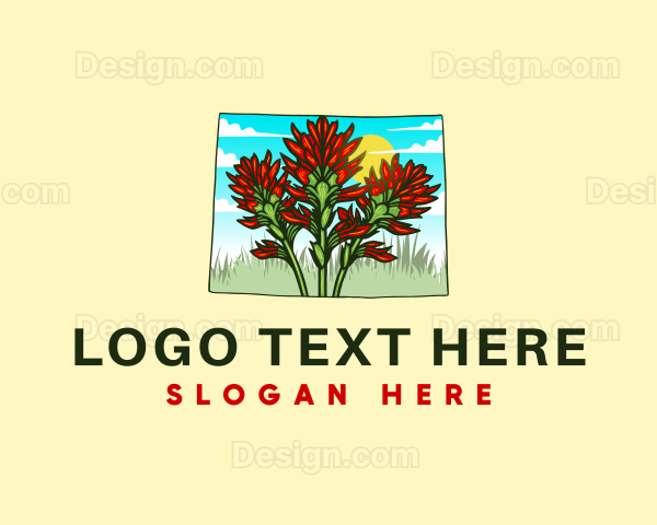 Paintbrush Flower Wyoming Logo