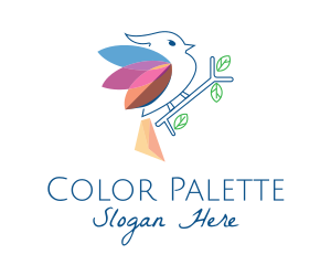 Colorful Bird Line Art logo design