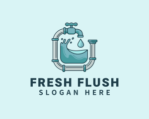 Pipeline Faucet Plumbing logo design