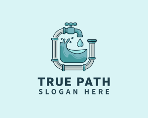 Pipeline Faucet Plumbing logo design