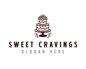 Floral Wedding Cake logo design