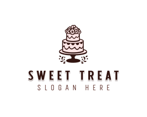 Floral Wedding Cake logo design