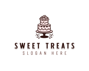 Floral Wedding Cake logo design