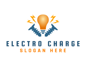 Electrical Bulb Screw logo design