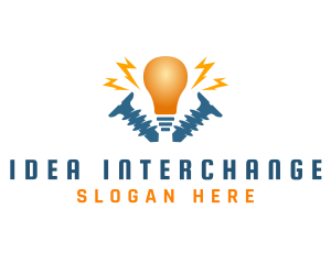 Electrical Bulb Screw logo design