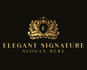 Elegant Crown Shield logo design