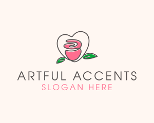 Floral Rose Heart logo design