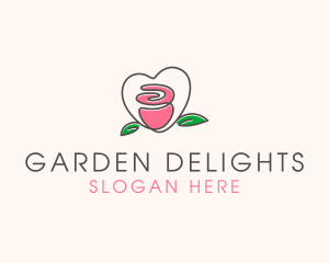 Floral Rose Heart logo design