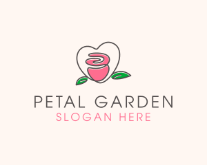 Floral Rose Heart logo design