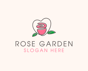 Floral Rose Heart logo design