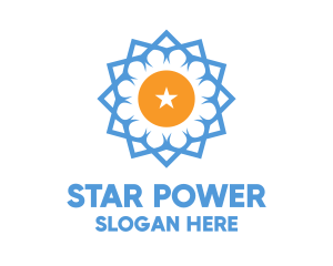 Blue Star Flower logo design