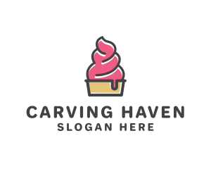 Strawberry Yogurt Dessert logo design