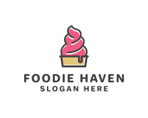 Strawberry Yogurt Dessert logo design