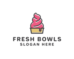 Strawberry Yogurt Dessert logo design