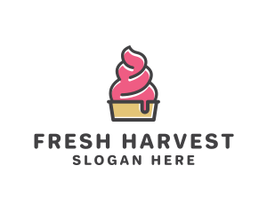 Strawberry Yogurt Dessert logo design