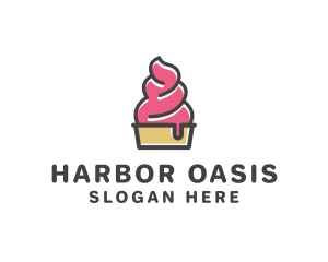 Strawberry Yogurt Dessert logo design