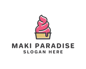 Strawberry Yogurt Dessert logo design