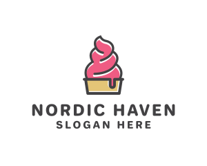 Strawberry Yogurt Dessert logo design