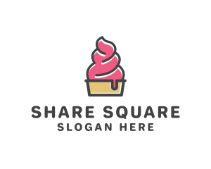 Strawberry Yogurt Dessert logo design