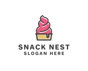 Strawberry Yogurt Dessert logo design