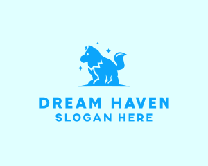 Starry Blue Dog Wolf logo design