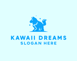 Starry Blue Dog Wolf logo design