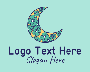 Floral Crescent Moon  Logo