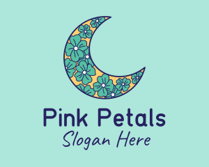 Floral Crescent Moon  logo design